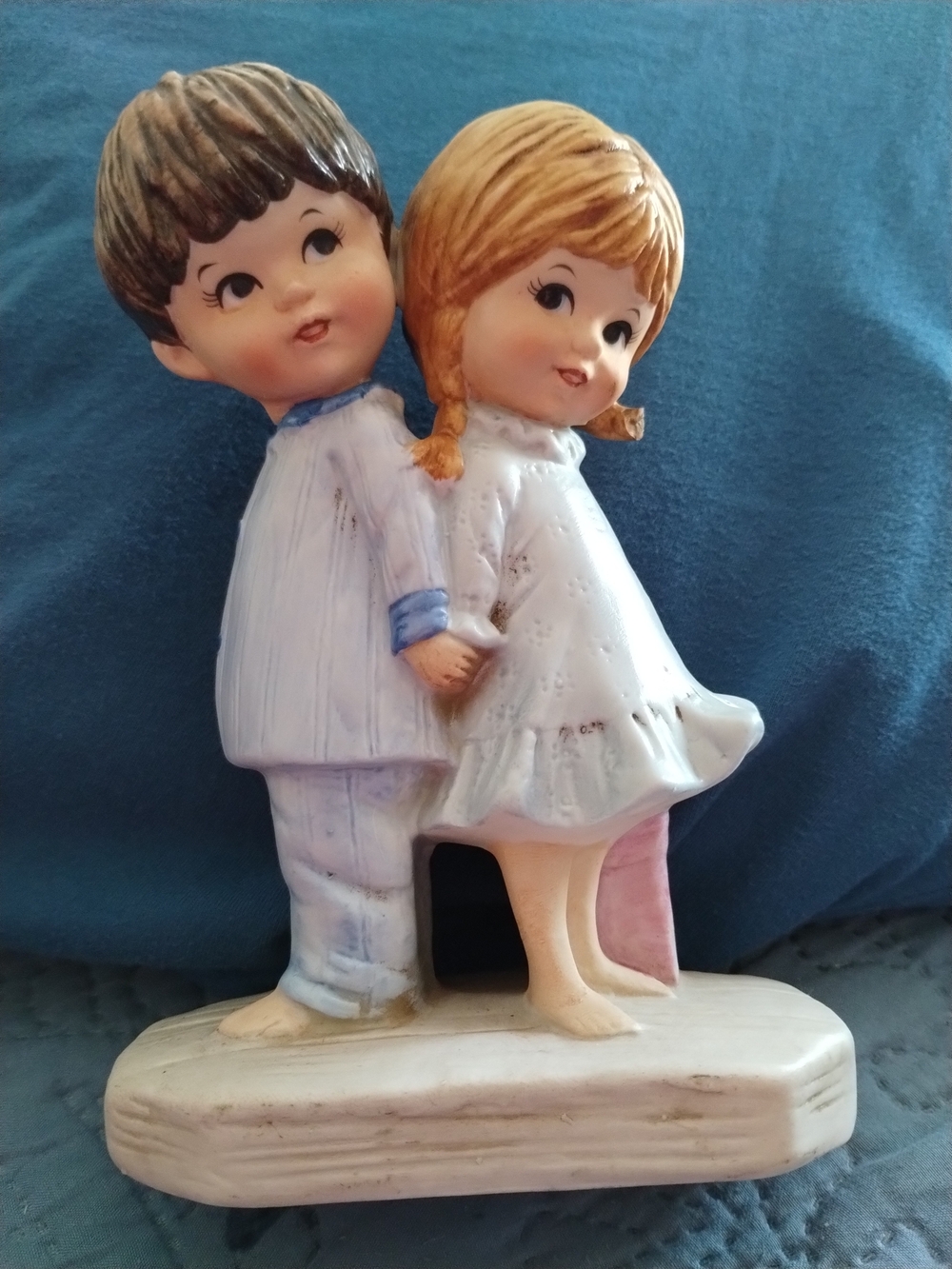 Fran Mar Vintage1971 Hand-Painted Ceramic Boy and Girl Figurine